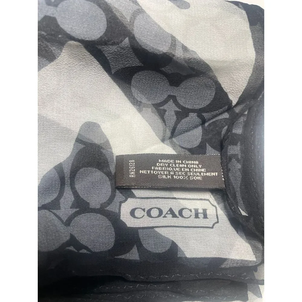 NWOT Coach signature black/white 100% silk zebra print scarf PRICE FIRM